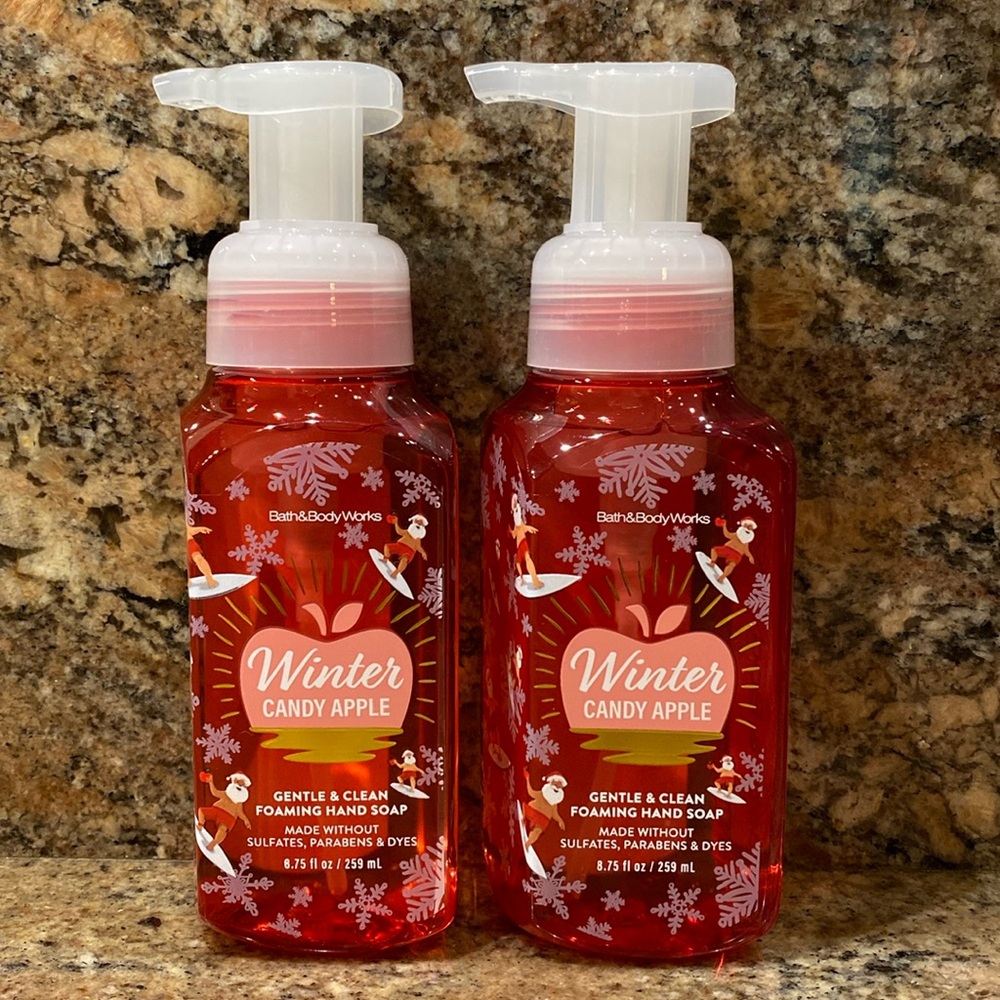 (2) 🍎”WINTER CANDY APPLE” BBW, 8.75 fl oz, Gentle & Clean Foaming Hand Soap, NWT